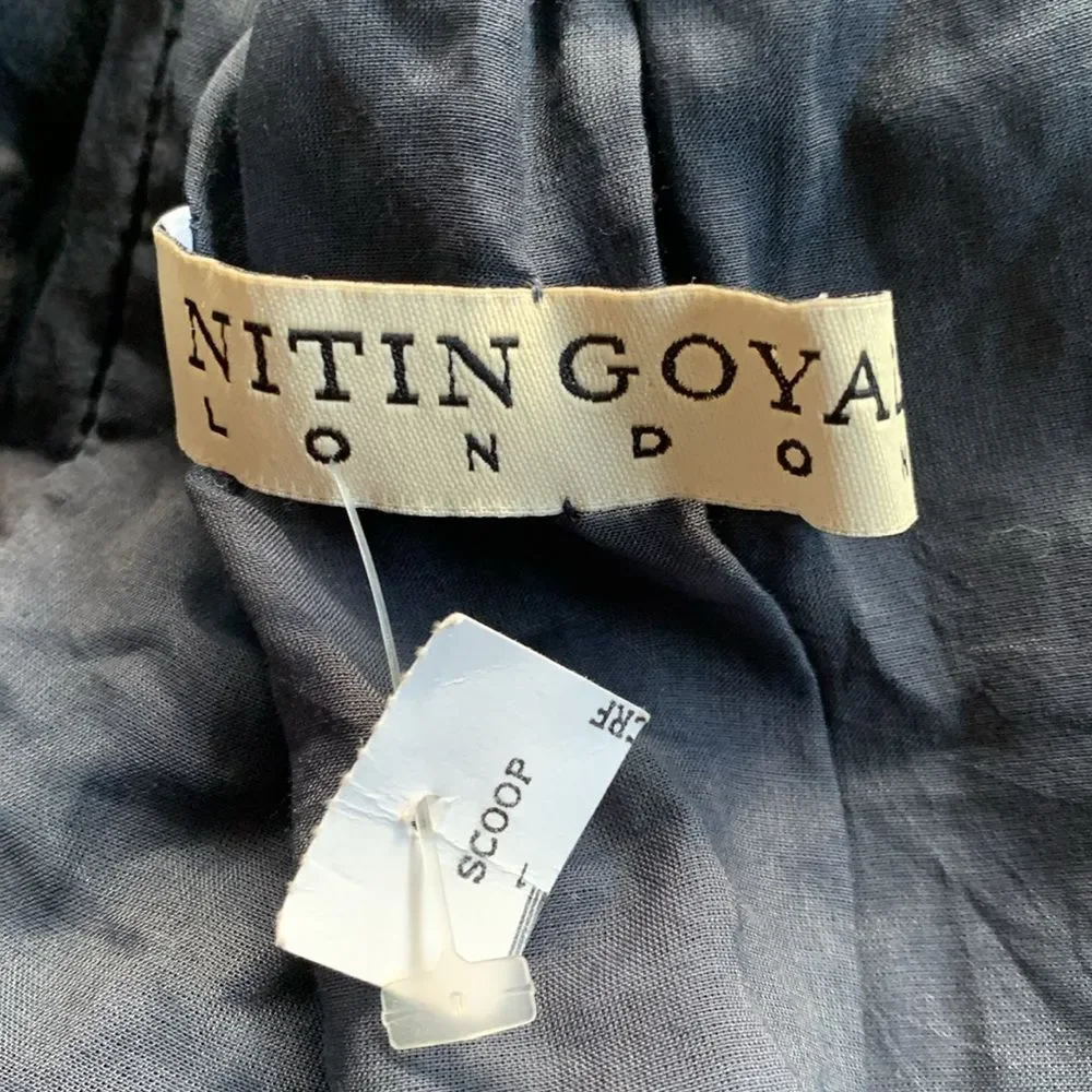 Nitin Goyal Blue Crinkle Pleated Scarf for Men